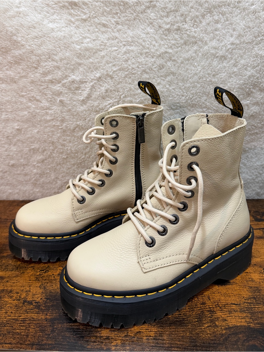 Dr Martens Boots Womens 6 Jadon Iii Pisa Leather Platform Combat Beige Grunge